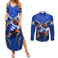 Personalised NSW Blues Couples Matching Summer Maxi Dress and Long Sleeve Button Shirt Mascot Rugby League