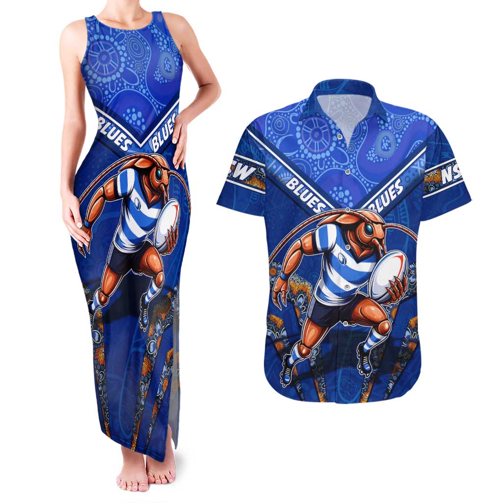Personalised NSW Blues Couples Matching Tank Maxi Dress and Hawaiian Shirt Mascot Rugby League