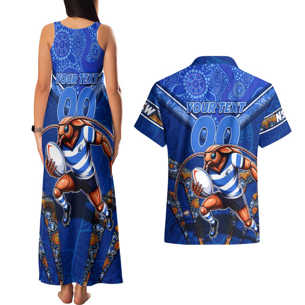Personalised NSW Blues Couples Matching Tank Maxi Dress and Hawaiian Shirt Mascot Rugby League