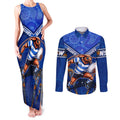Personalised NSW Blues Couples Matching Tank Maxi Dress and Long Sleeve Button Shirt Mascot Rugby League