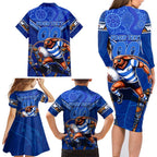 Personalised NSW Blues Family Matching Long Sleeve Bodycon Dress and Hawaiian Shirt Mascot Rugby League