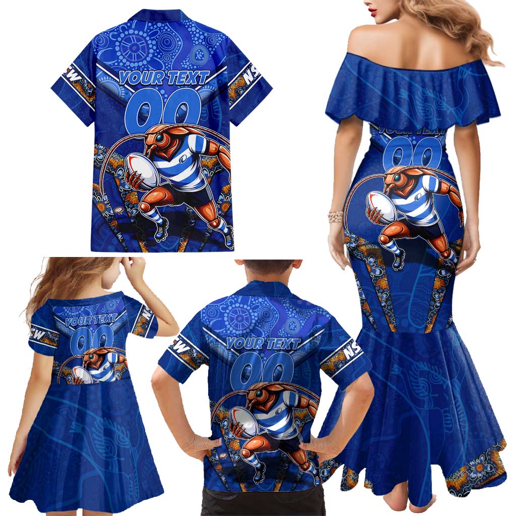 Personalised NSW Blues Family Matching Mermaid Dress and Hawaiian Shirt Mascot Rugby League