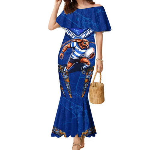 Personalised NSW Blues Family Matching Mermaid Dress and Hawaiian Shirt Mascot Rugby League