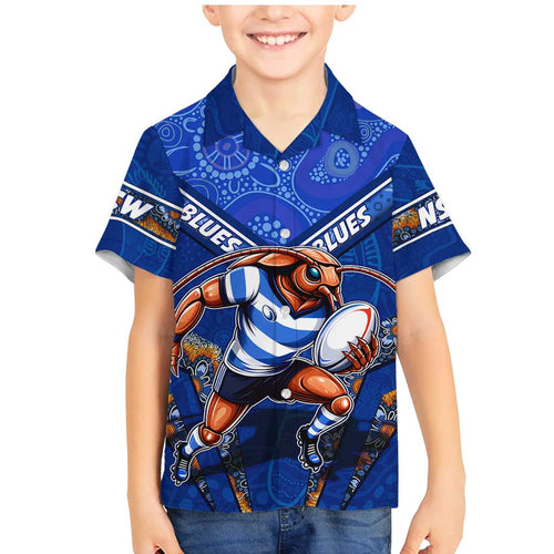 Personalised NSW Blues Family Matching Mermaid Dress and Hawaiian Shirt Mascot Rugby League