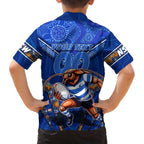 Personalised NSW Blues Family Matching Off The Shoulder Long Sleeve Dress and Hawaiian Shirt Mascot Rugby League