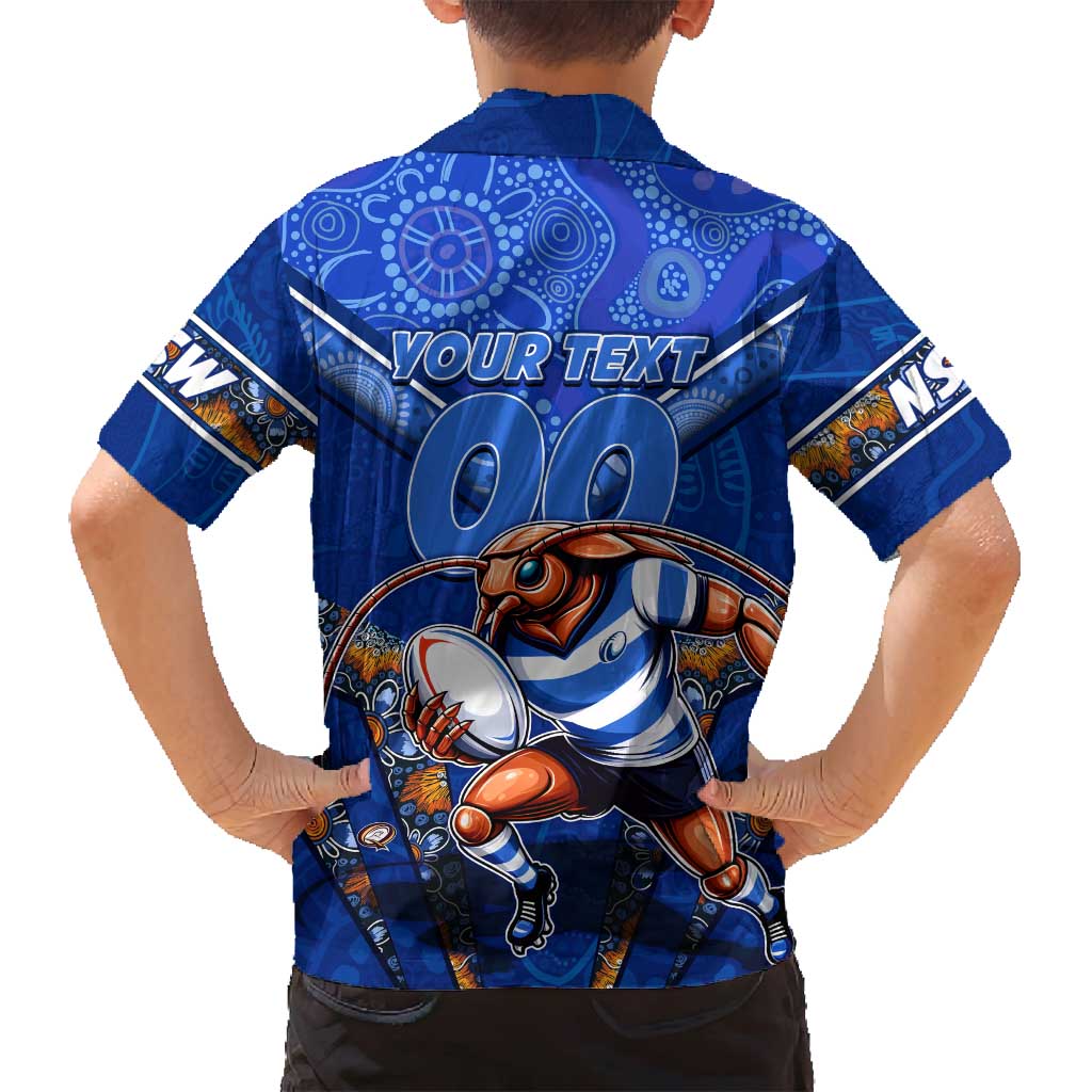 Personalised NSW Blues Family Matching Off Shoulder Maxi Dress and Hawaiian Shirt Mascot Rugby League