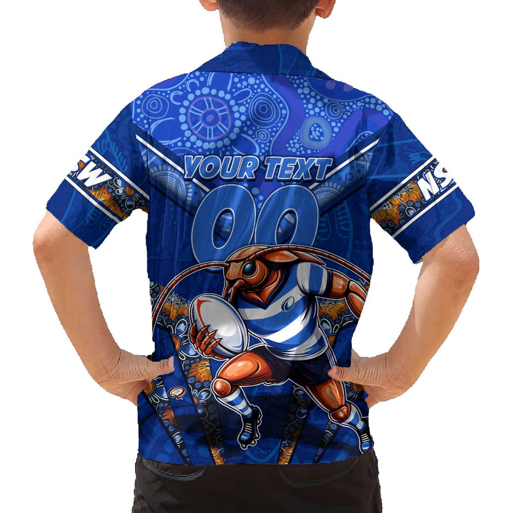Personalised NSW Blues Family Matching Off Shoulder Short Dress and Hawaiian Shirt Mascot Rugby League