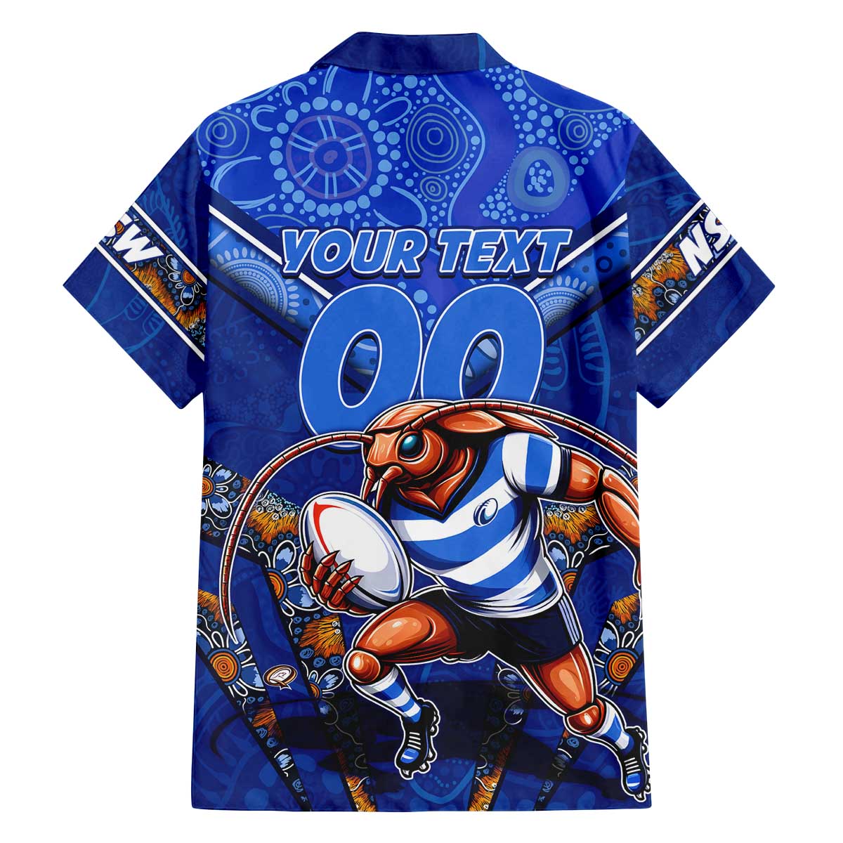 Personalised NSW Blues Family Matching Off Shoulder Short Dress and Hawaiian Shirt Mascot Rugby League