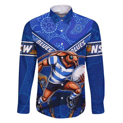 Personalised NSW Blues Family Matching Off Shoulder Short Dress and Hawaiian Shirt Mascot Rugby League