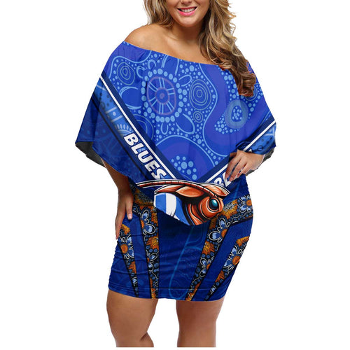 Personalised NSW Blues Family Matching Off Shoulder Short Dress and Hawaiian Shirt Mascot Rugby League