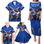Personalised NSW Blues Family Matching Puletasi and Hawaiian Shirt Mascot Rugby League