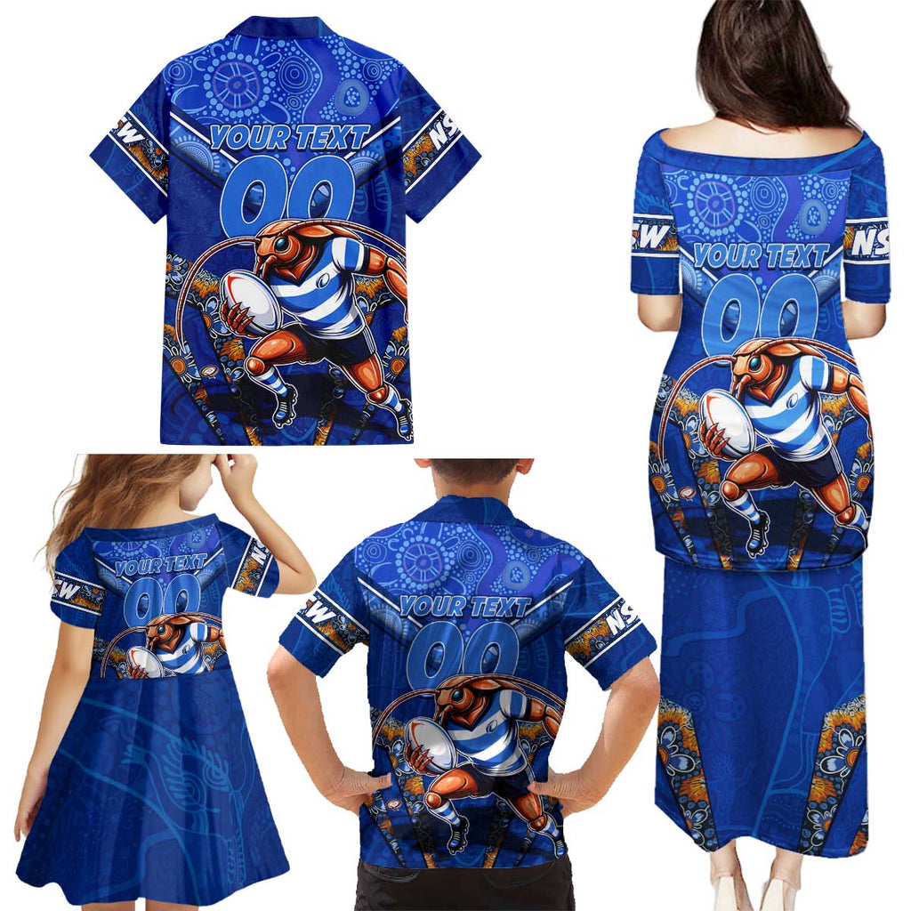 Personalised NSW Blues Family Matching Puletasi and Hawaiian Shirt Mascot Rugby League