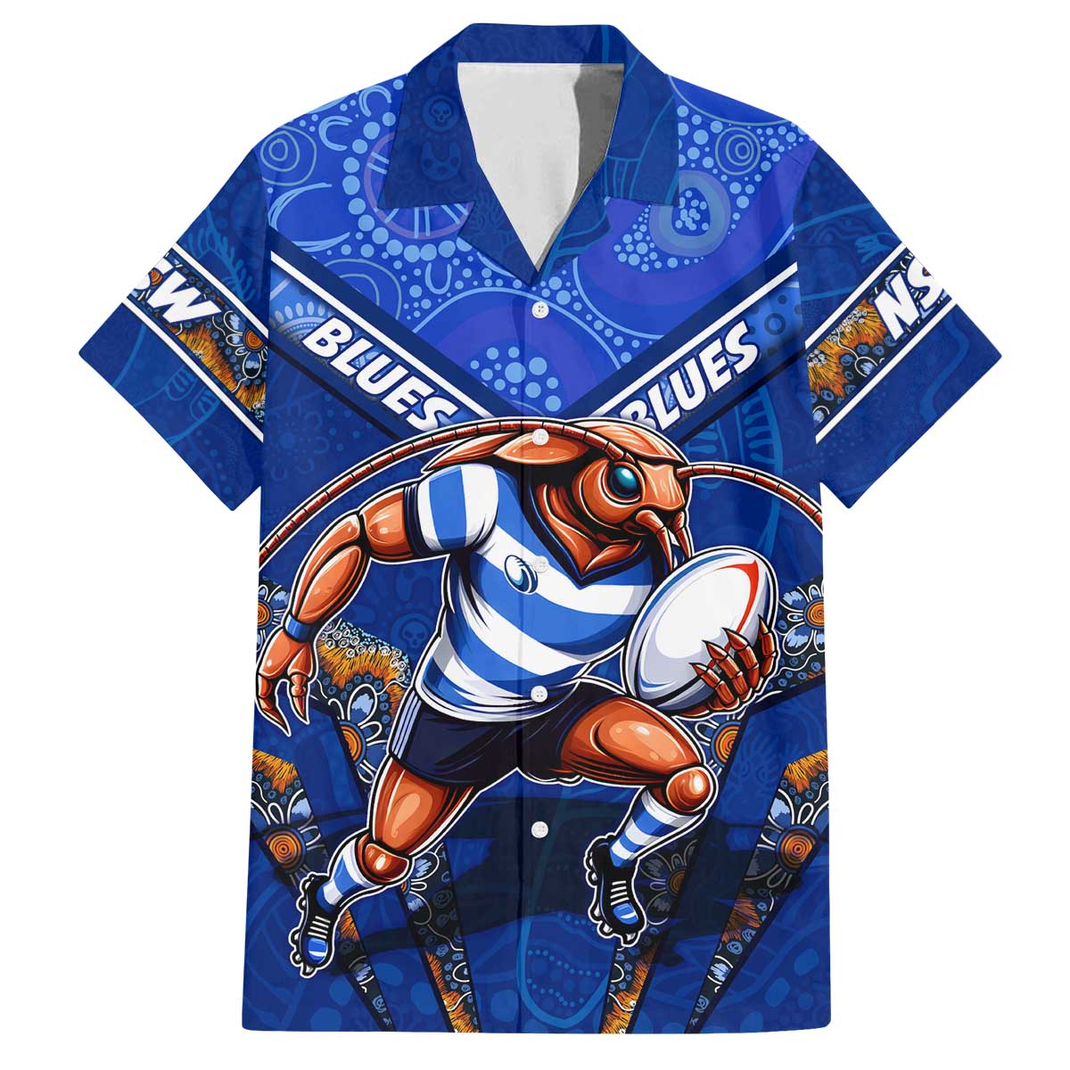 Personalised NSW Blues Family Matching Puletasi and Hawaiian Shirt Mascot Rugby League