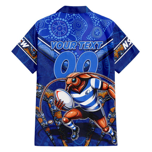 Personalised NSW Blues Family Matching Short Sleeve Bodycon Dress and Hawaiian Shirt Mascot Rugby League