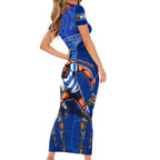 Personalised NSW Blues Family Matching Short Sleeve Bodycon Dress and Hawaiian Shirt Mascot Rugby League