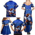 Personalised NSW Blues Family Matching Summer Maxi Dress and Hawaiian Shirt Mascot Rugby League