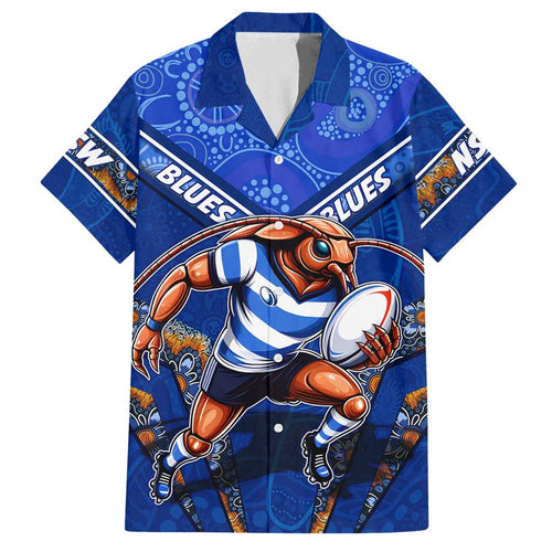 Personalised NSW Blues Family Matching Summer Maxi Dress and Hawaiian Shirt Mascot Rugby League
