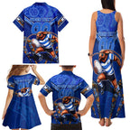 Personalised NSW Blues Family Matching Tank Maxi Dress and Hawaiian Shirt Mascot Rugby League