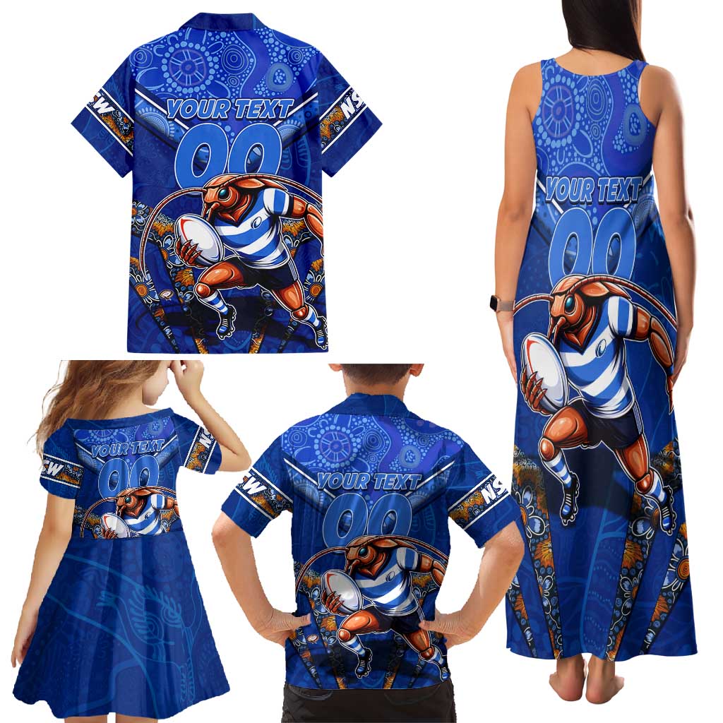Personalised NSW Blues Family Matching Tank Maxi Dress and Hawaiian Shirt Mascot Rugby League