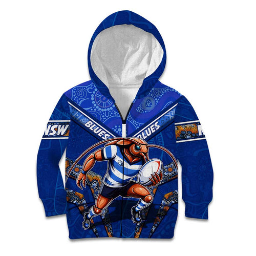 Personalised NSW Blues Kid Hoodie Mascot Rugby League