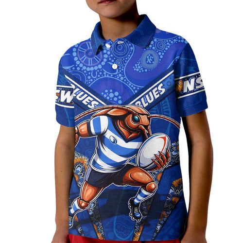 Personalised NSW Blues Kid Polo Shirt Mascot Rugby League