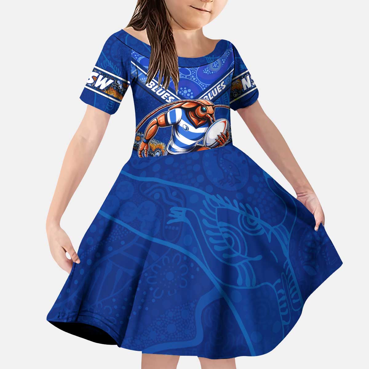 Personalised NSW Blues Kid Short Sleeve Dress Mascot Rugby League
