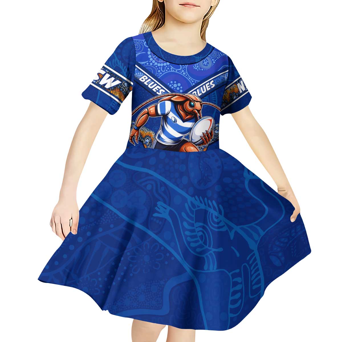 Personalised NSW Blues Kid Short Sleeve Dress Mascot Rugby League