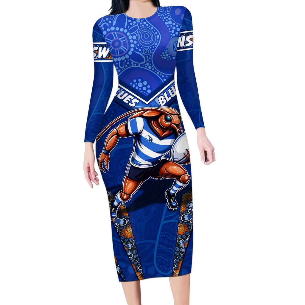 Personalised NSW Blues Long Sleeve Bodycon Dress Mascot Rugby League