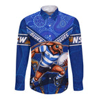 Personalised NSW Blues Long Sleeve Button Shirt Mascot Rugby League