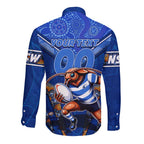 Personalised NSW Blues Long Sleeve Button Shirt Mascot Rugby League