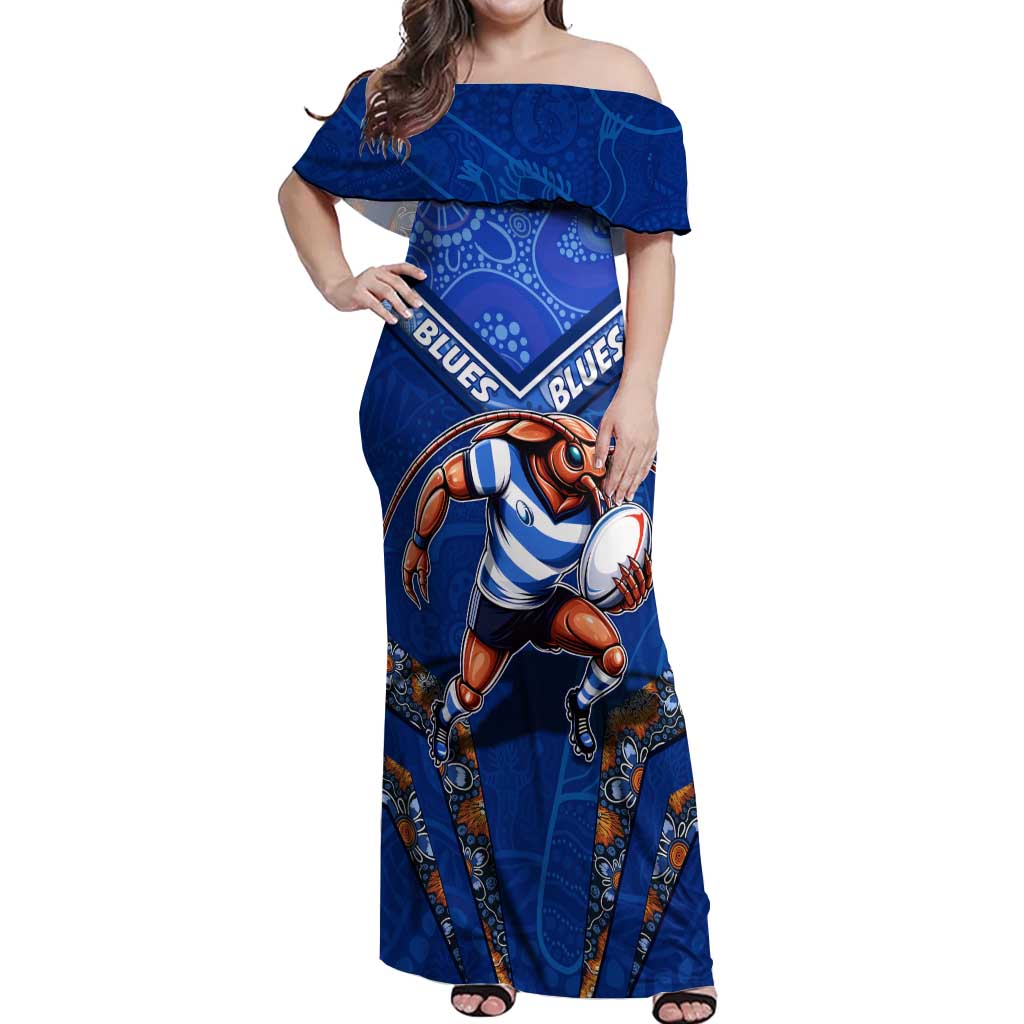 Personalised NSW Blues Off Shoulder Maxi Dress Mascot Rugby League