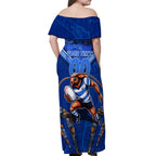 Personalised NSW Blues Off Shoulder Maxi Dress Mascot Rugby League
