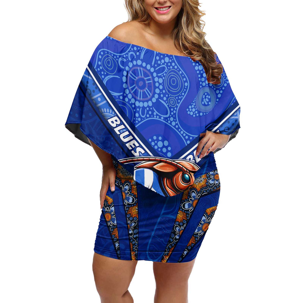 Personalised NSW Blues Off Shoulder Short Dress Mascot Rugby League