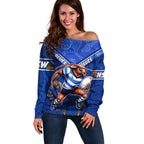 Personalised NSW Blues Off Shoulder Sweater Mascot Rugby League