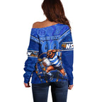 Personalised NSW Blues Off Shoulder Sweater Mascot Rugby League