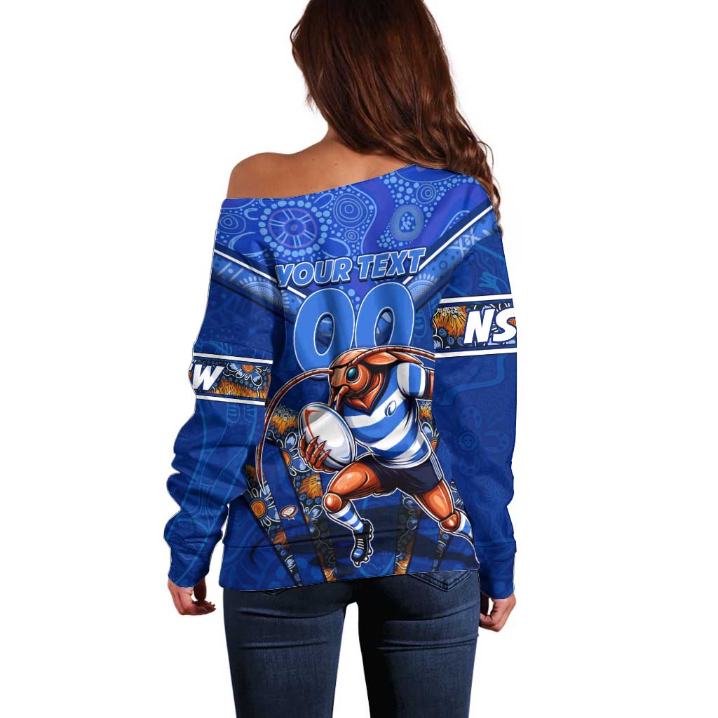 Personalised NSW Blues Off Shoulder Sweater Mascot Rugby League
