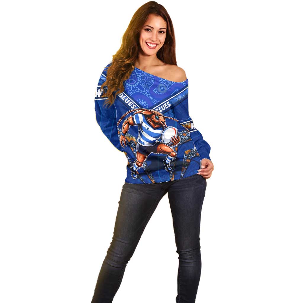 Personalised NSW Blues Off Shoulder Sweater Mascot Rugby League