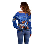 Personalised NSW Blues Off Shoulder Sweater Mascot Rugby League