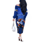 Personalised NSW Blues Off The Shoulder Long Sleeve Dress Mascot Rugby League