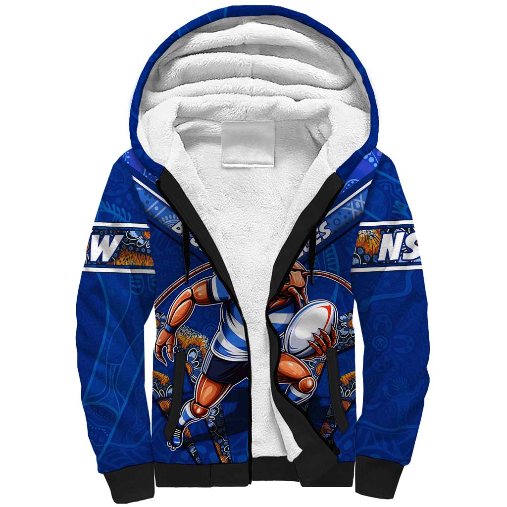 Personalised NSW Blues Sherpa Hoodie Mascot Rugby League