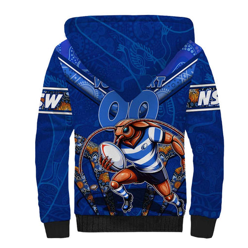 Personalised NSW Blues Sherpa Hoodie Mascot Rugby League