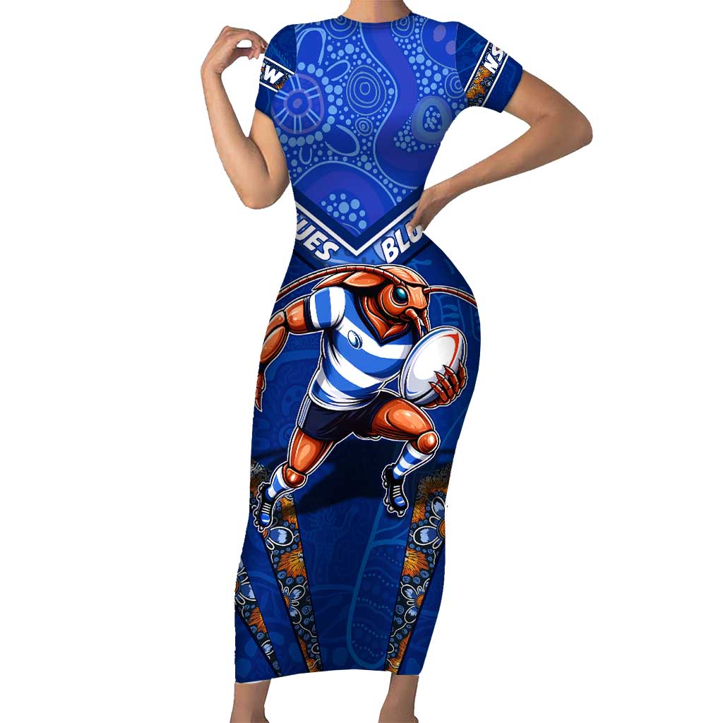 Personalised NSW Blues Short Sleeve Bodycon Dress Mascot Rugby League