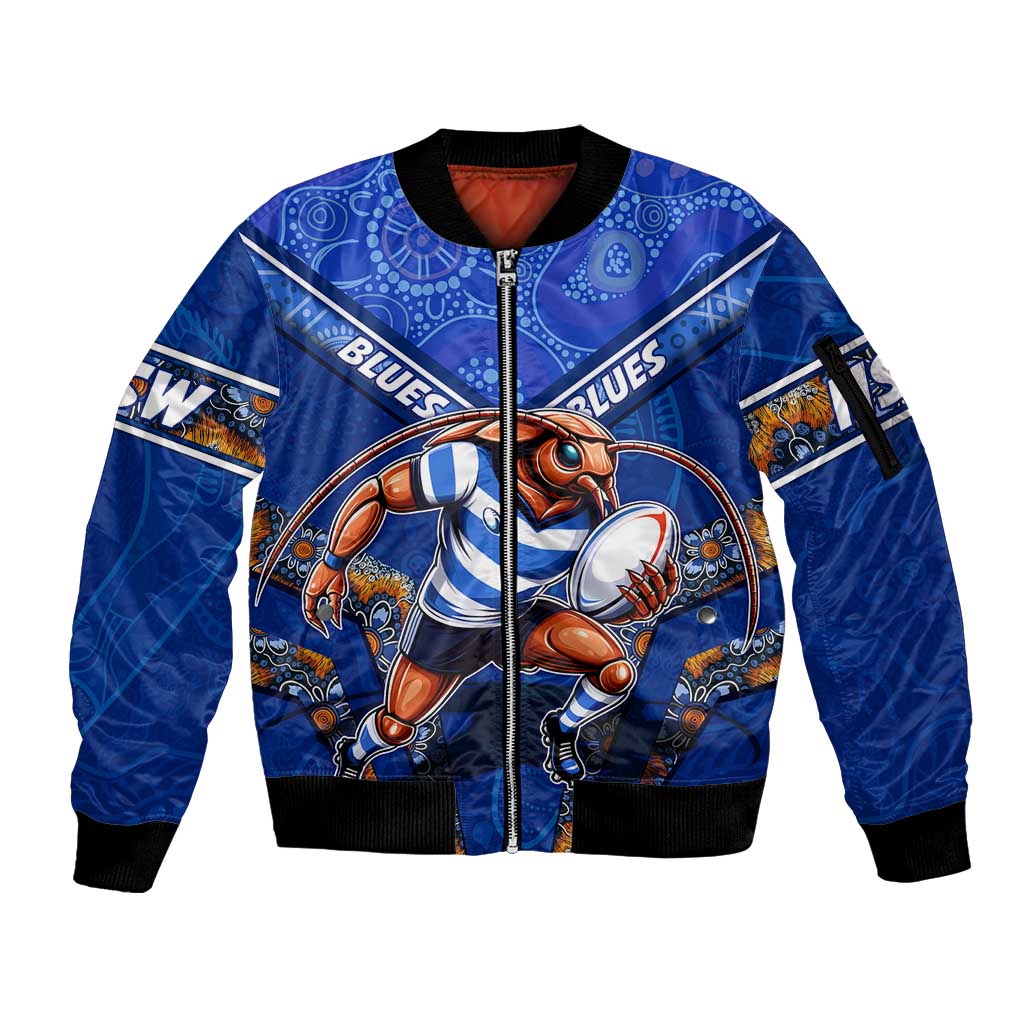 Personalised NSW Blues Sleeve Zip Bomber Jacket Mascot Rugby League