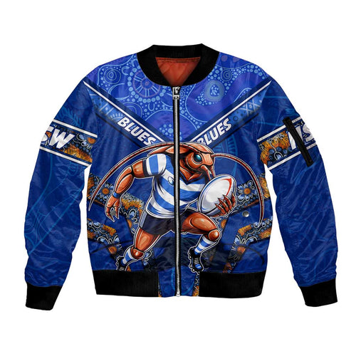 Personalised NSW Blues Sleeve Zip Bomber Jacket Mascot Rugby League