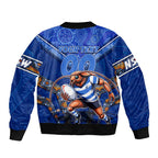 Personalised NSW Blues Sleeve Zip Bomber Jacket Mascot Rugby League