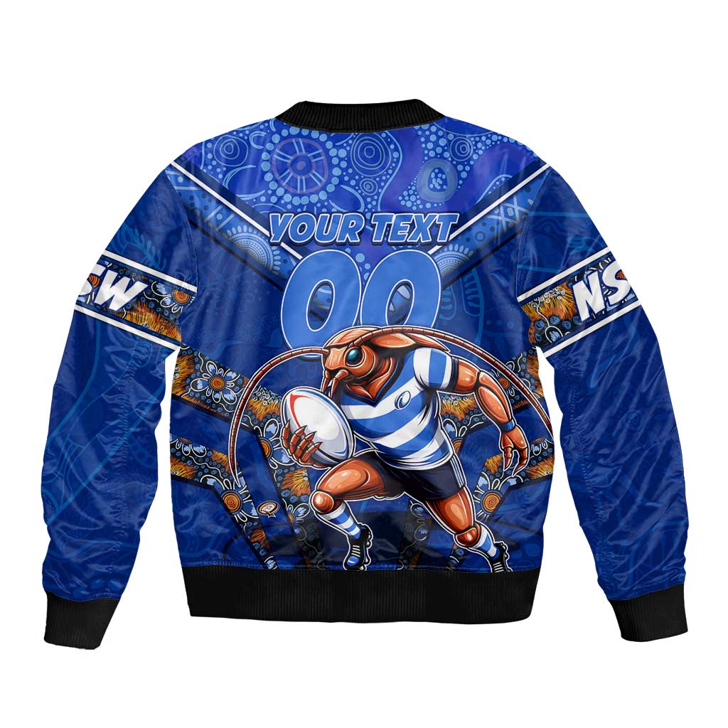 Personalised NSW Blues Sleeve Zip Bomber Jacket Mascot Rugby League