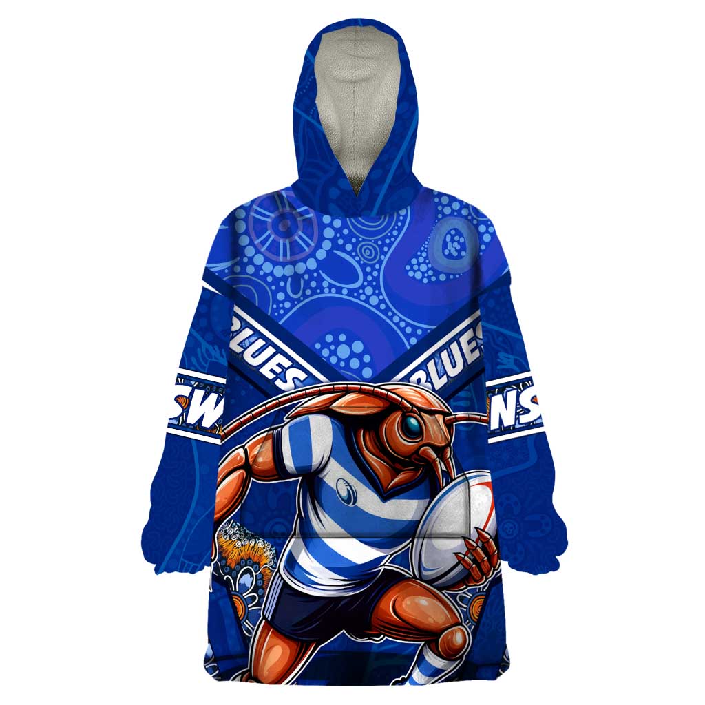 Personalised NSW Blues Wearable Blanket Hoodie Mascot Rugby League