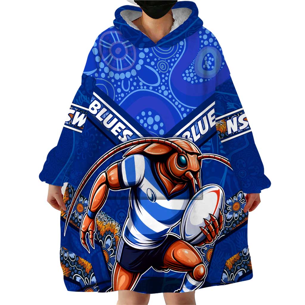 Personalised NSW Blues Wearable Blanket Hoodie Mascot Rugby League