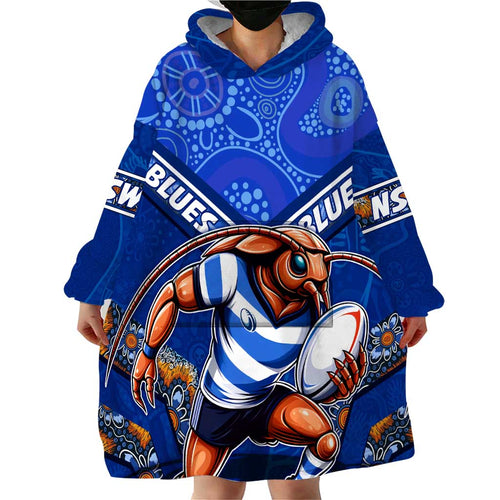 Personalised NSW Blues Wearable Blanket Hoodie Mascot Rugby League