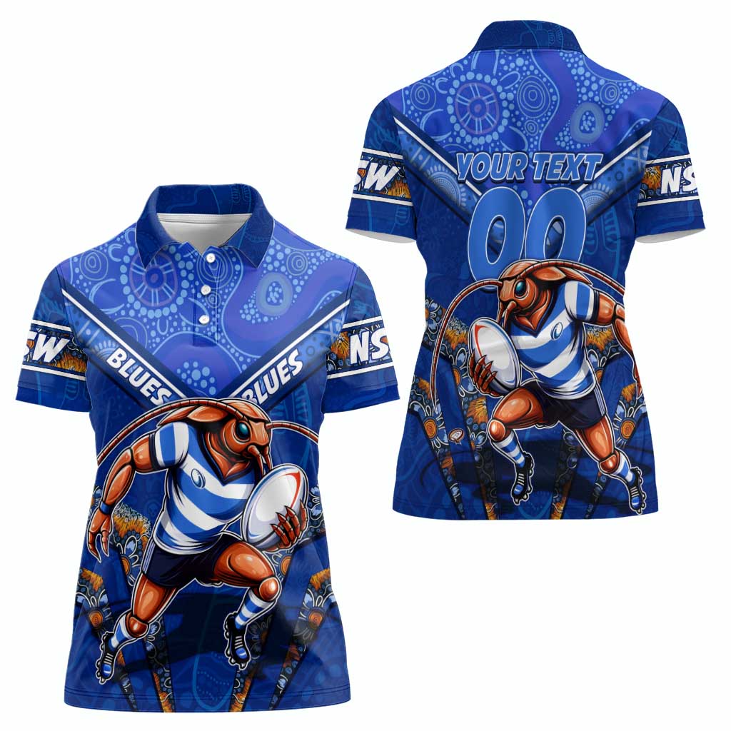 Personalised NSW Blues Women Polo Shirt Mascot Rugby League